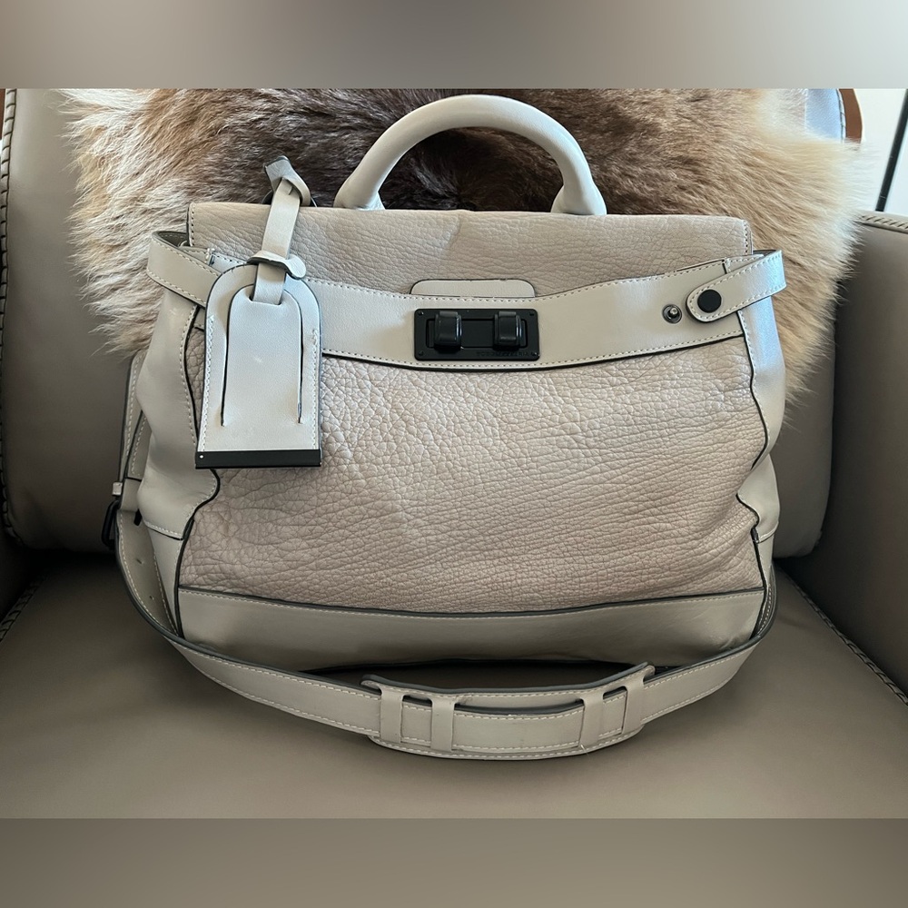 NWT BCBGMAXAZRIA Taupe Leather Satchel